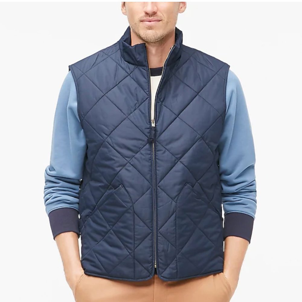 Jcrew Quilted Walker Vest, Navy, Medium